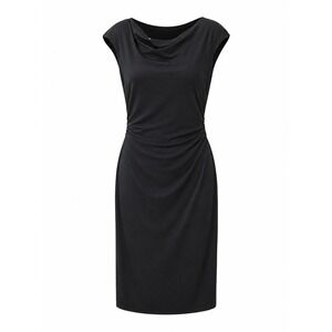 David Meister Sheath Dress Women 6 Black Good Ruched Cowl Neck ZBLK1222A